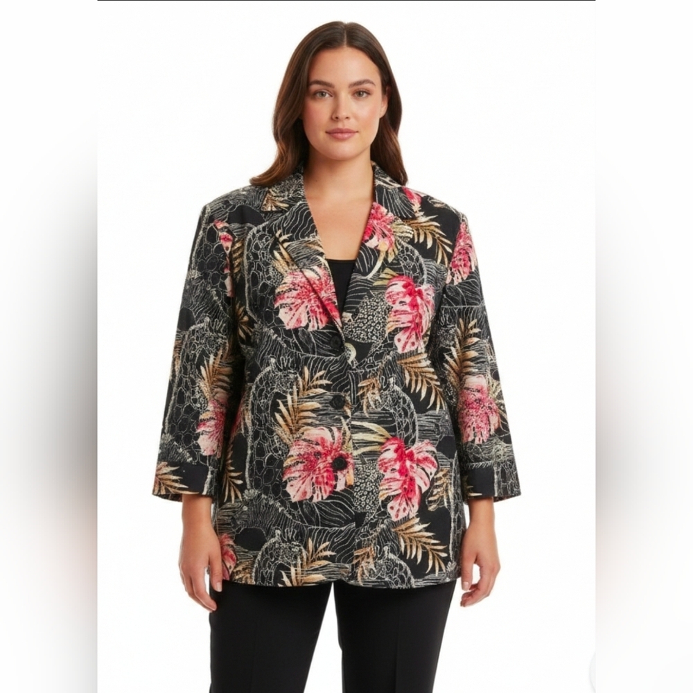 Blazer Women's Beaded Sequins Floral Animals Casual Sz 3X Formal casual festive